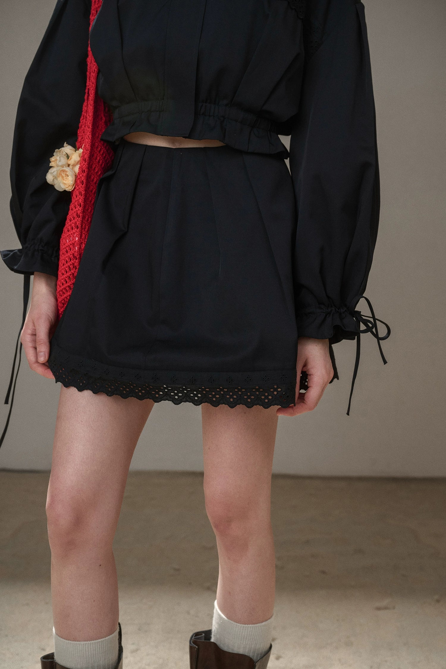 “Reading Time” Cotton Trench &amp; Skirt Set