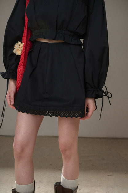 “Reading Time” Cotton Trench &amp; Skirt Set