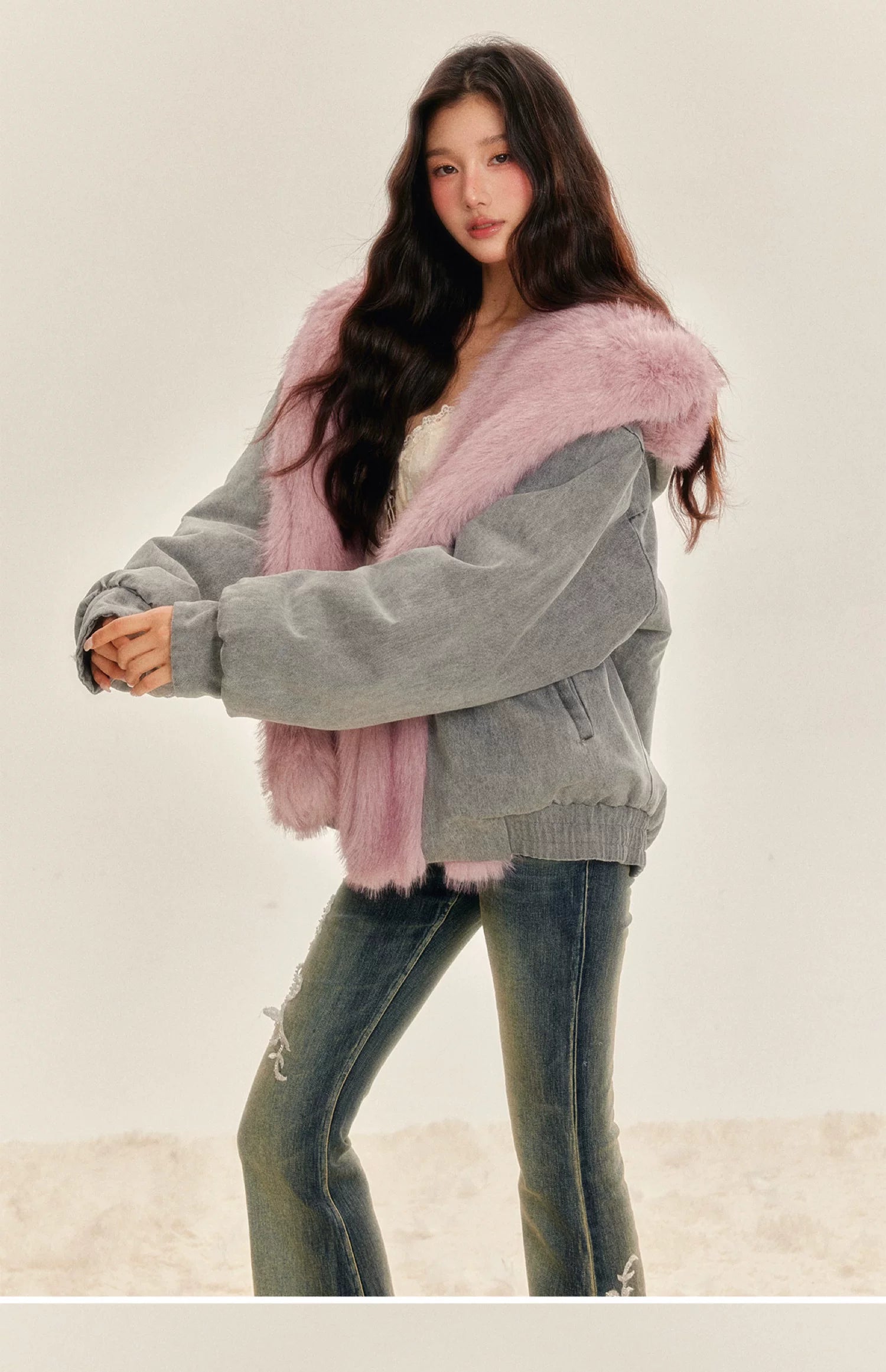 Reversible Eco-Faux Fur Denim Jacket