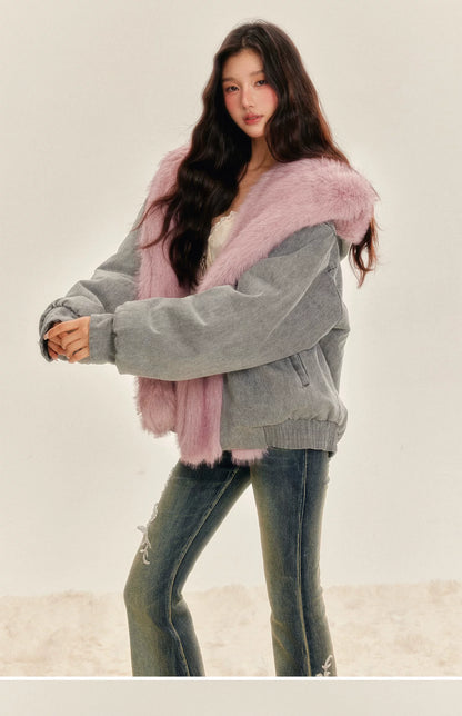 Reversible Eco-Faux Fur Denim Jacket
