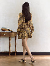 Yellow Plaid Low Waist Long Sleeve Dress - CHINASQUAD