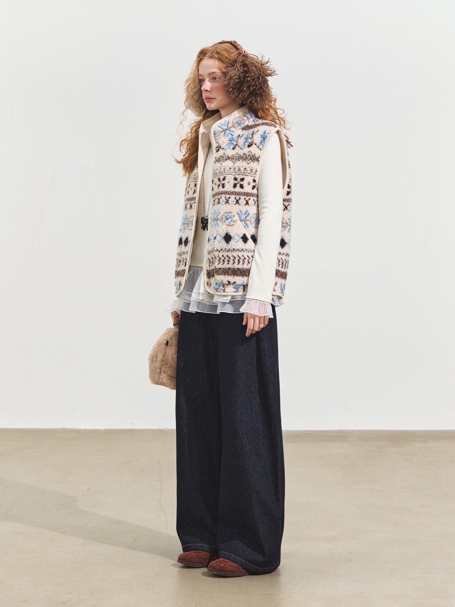 Fair Isle Fleece Knit Vest