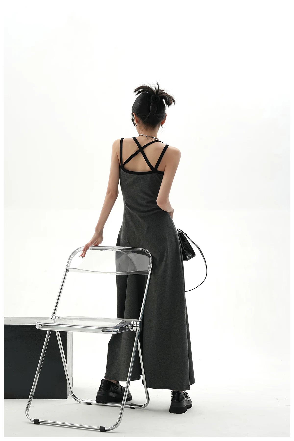 American Street-Style Slim-Fit Camisole Maxi Dress