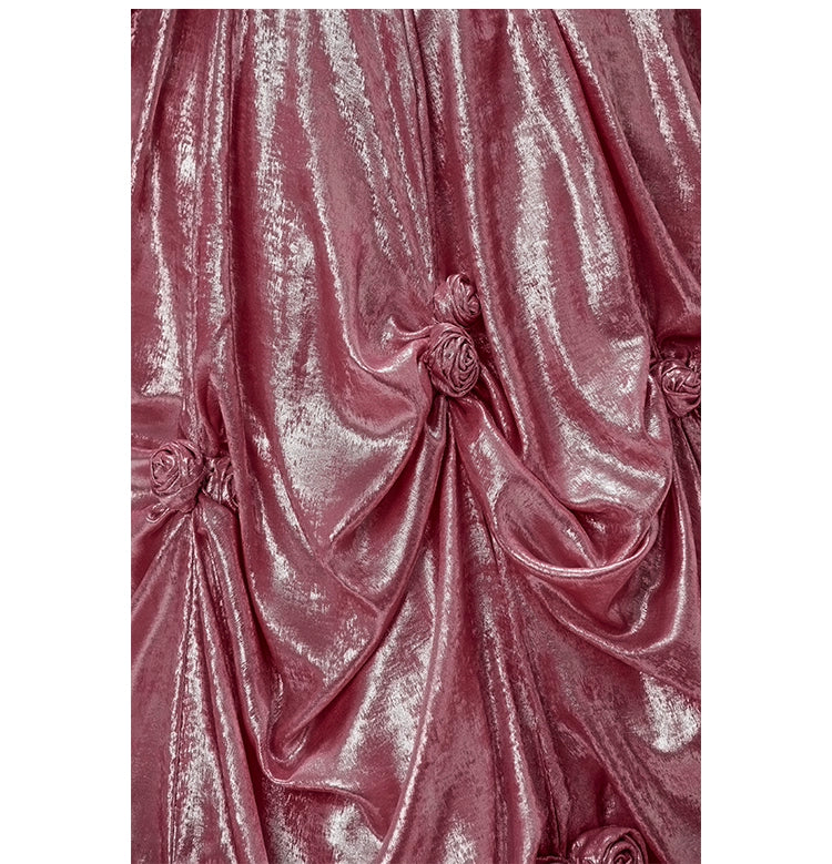 Mali Couture Satin Off-Shoulder Gown with Black Corset