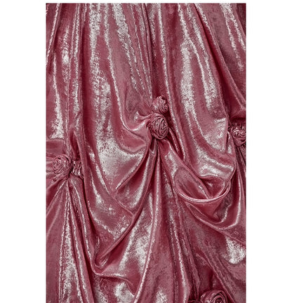 Mali Couture Satin Off-Shoulder Gown with Black Corset