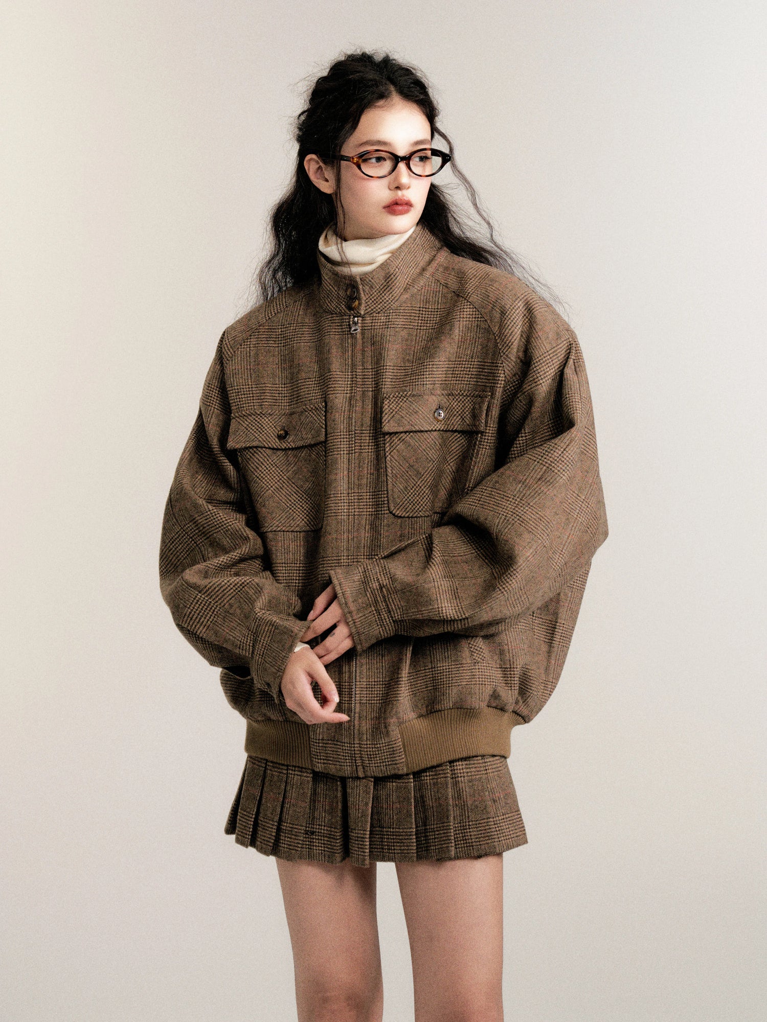 Vintage Collegiate Wool Jacket &amp; Mini Skirt Set