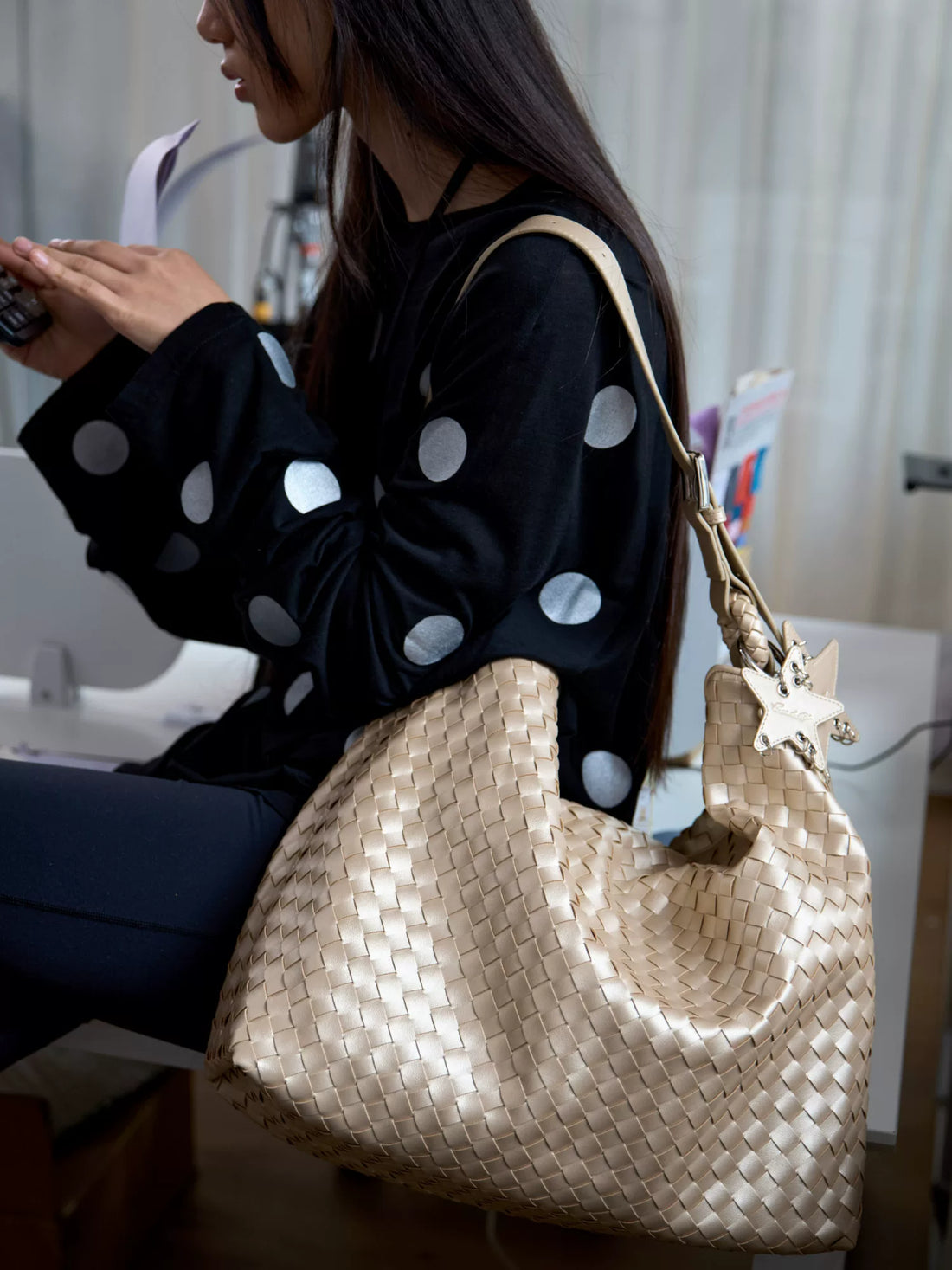 Woven Hobo Tote Shoulder Bag ECODAY