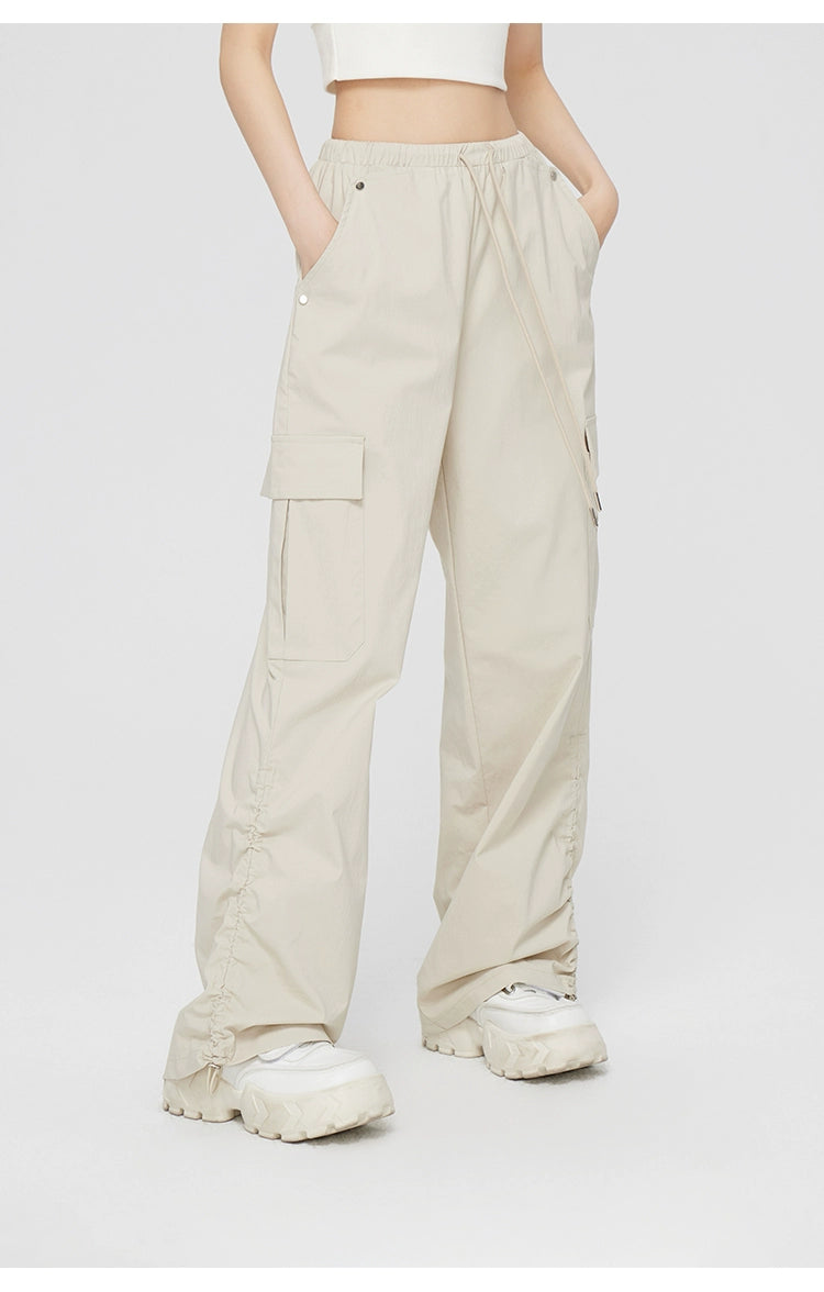 Ruched Wide-Leg Cargo Pants - CHINASQUAD