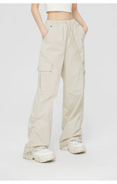 Ruched Wide-Leg Cargo Pants - CHINASQUAD