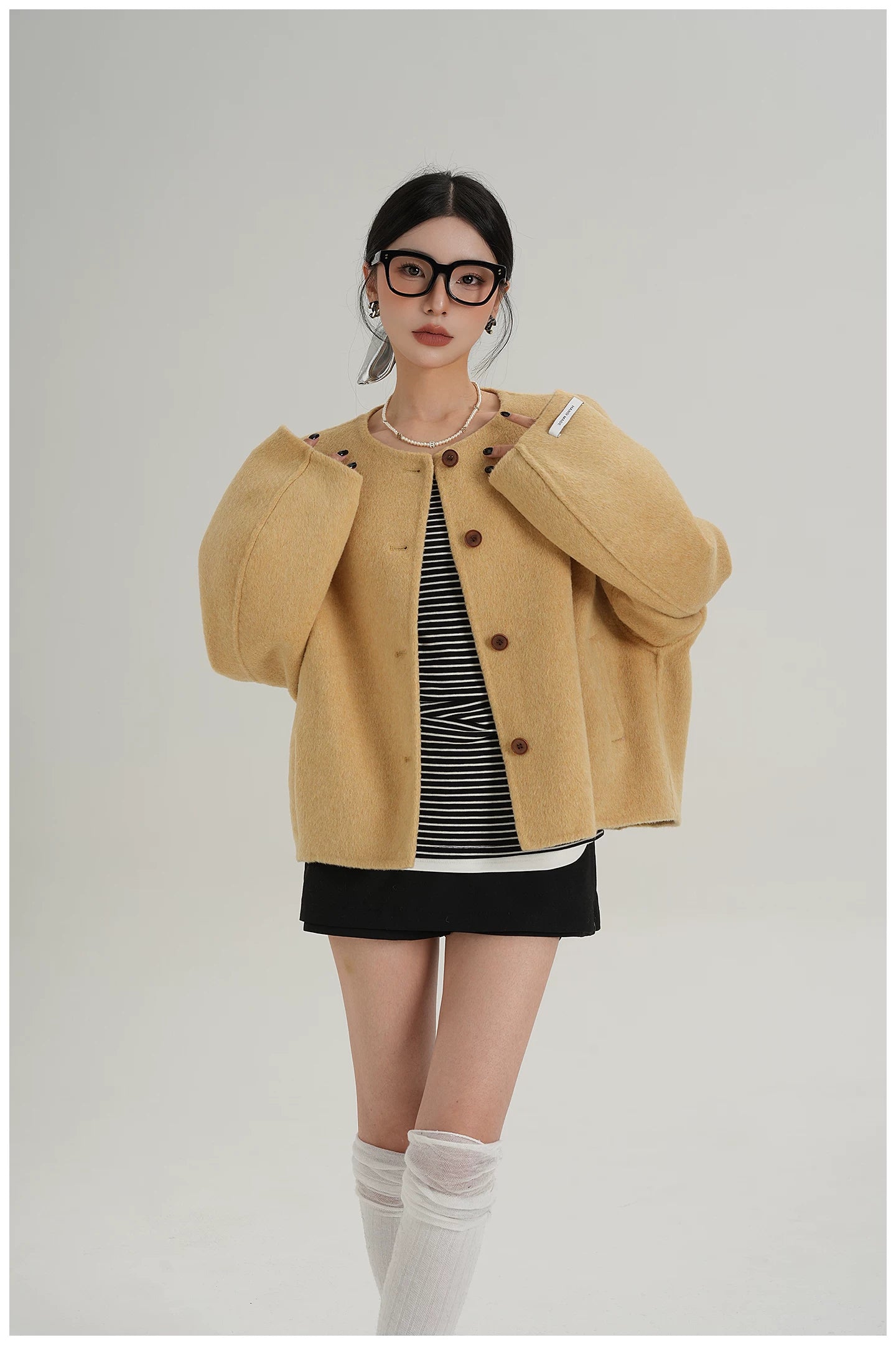 Relaxed-Fit Cropped Double-Faced Wool Jacket