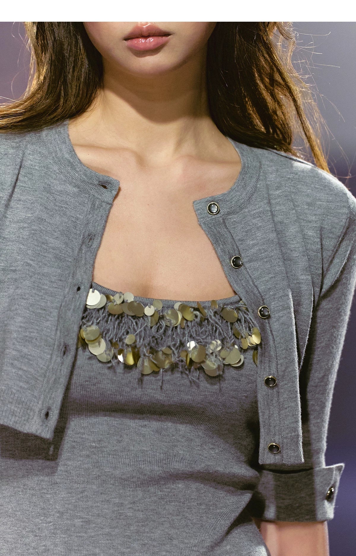 Refined Knit Cardigan &amp; Embellished Camisole Set