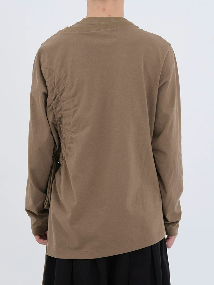 Ochre &amp; Light Brown Drawstring Long-Sleeve T-Shirt