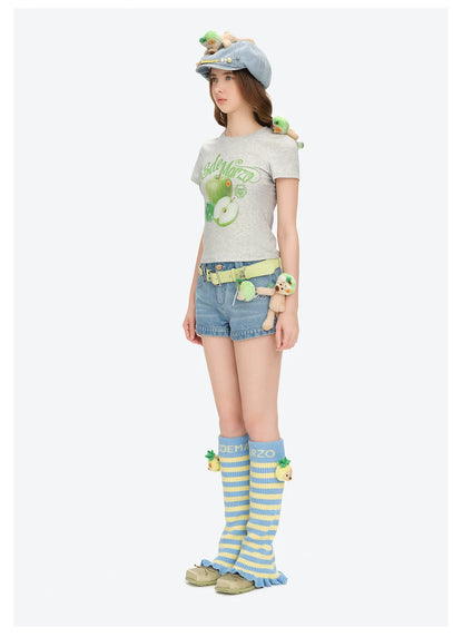 Fruit Illustration Fitted Cropped T-shirt