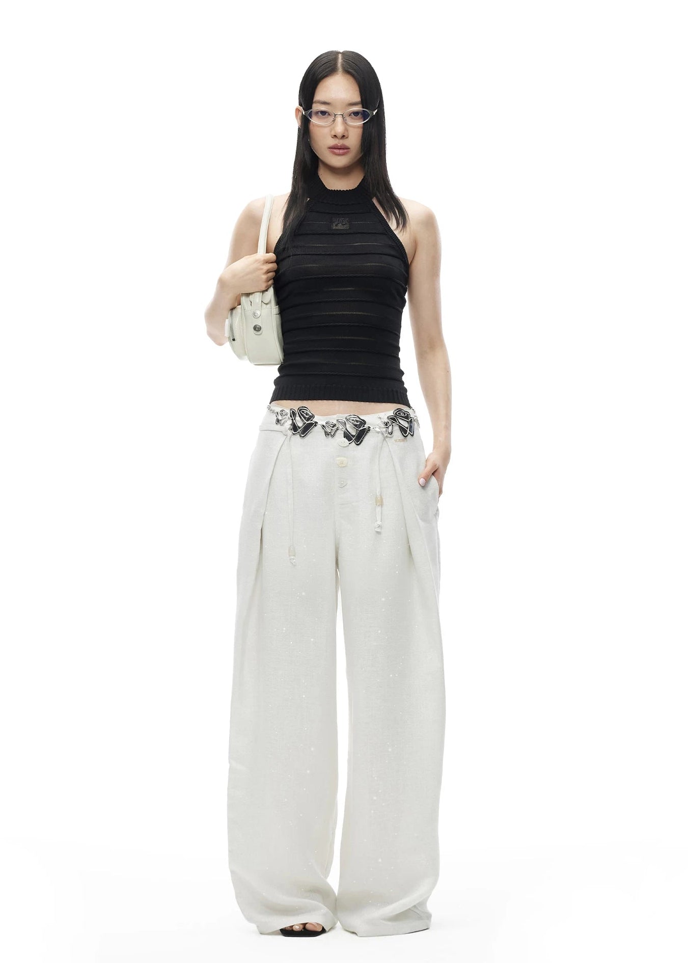 Halter Neck Cable Knit Camisole Top