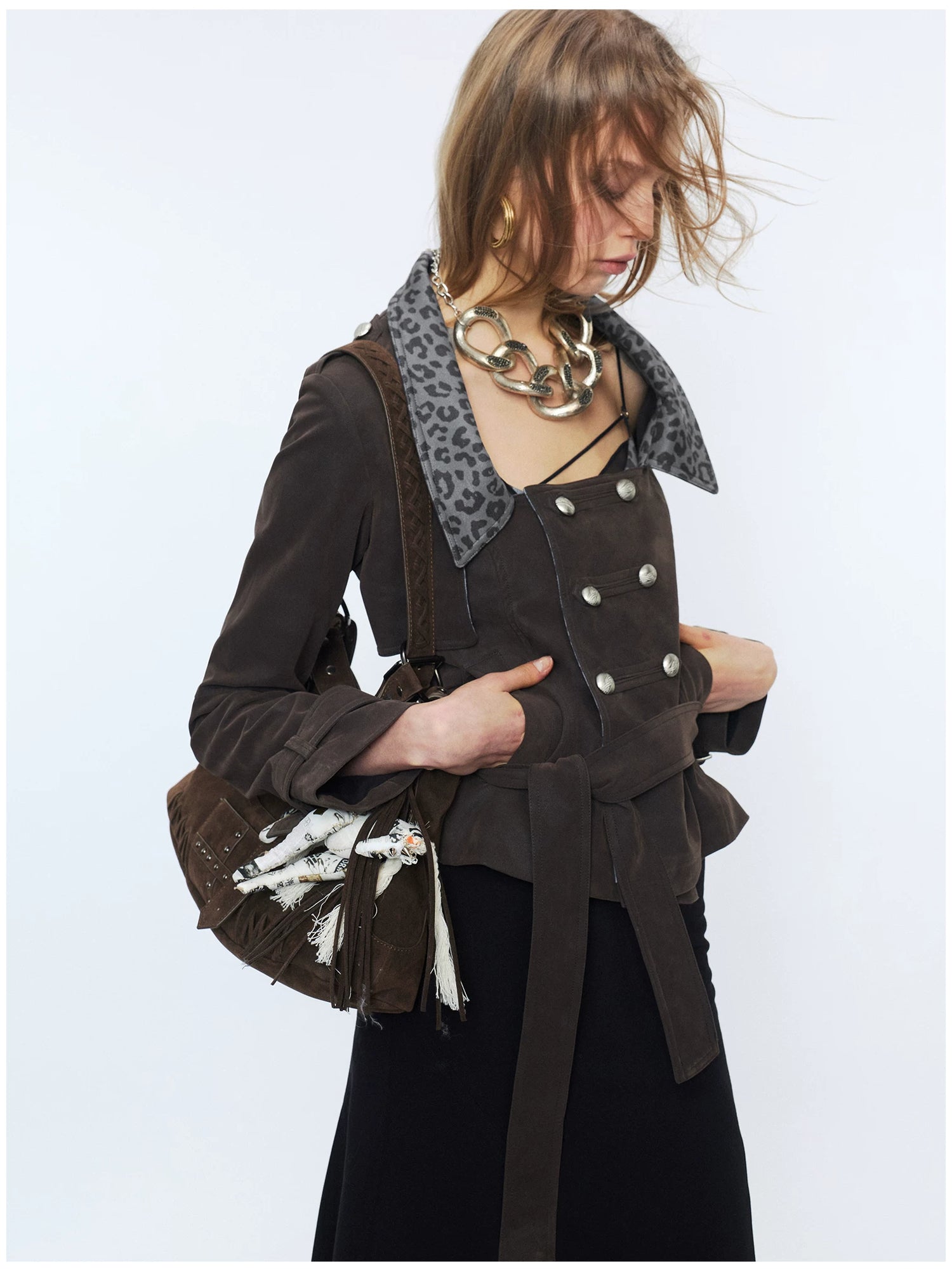 Punk Suede Short Trench Jacket