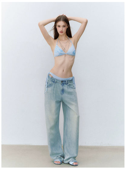 Vintage Washed Lyocell Straight-Leg Jeans