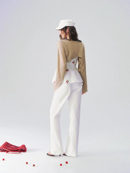Cloud Stretch Straight-Leg White Denim Jeans