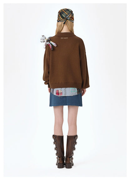 Plaid Bear Polo Sweater