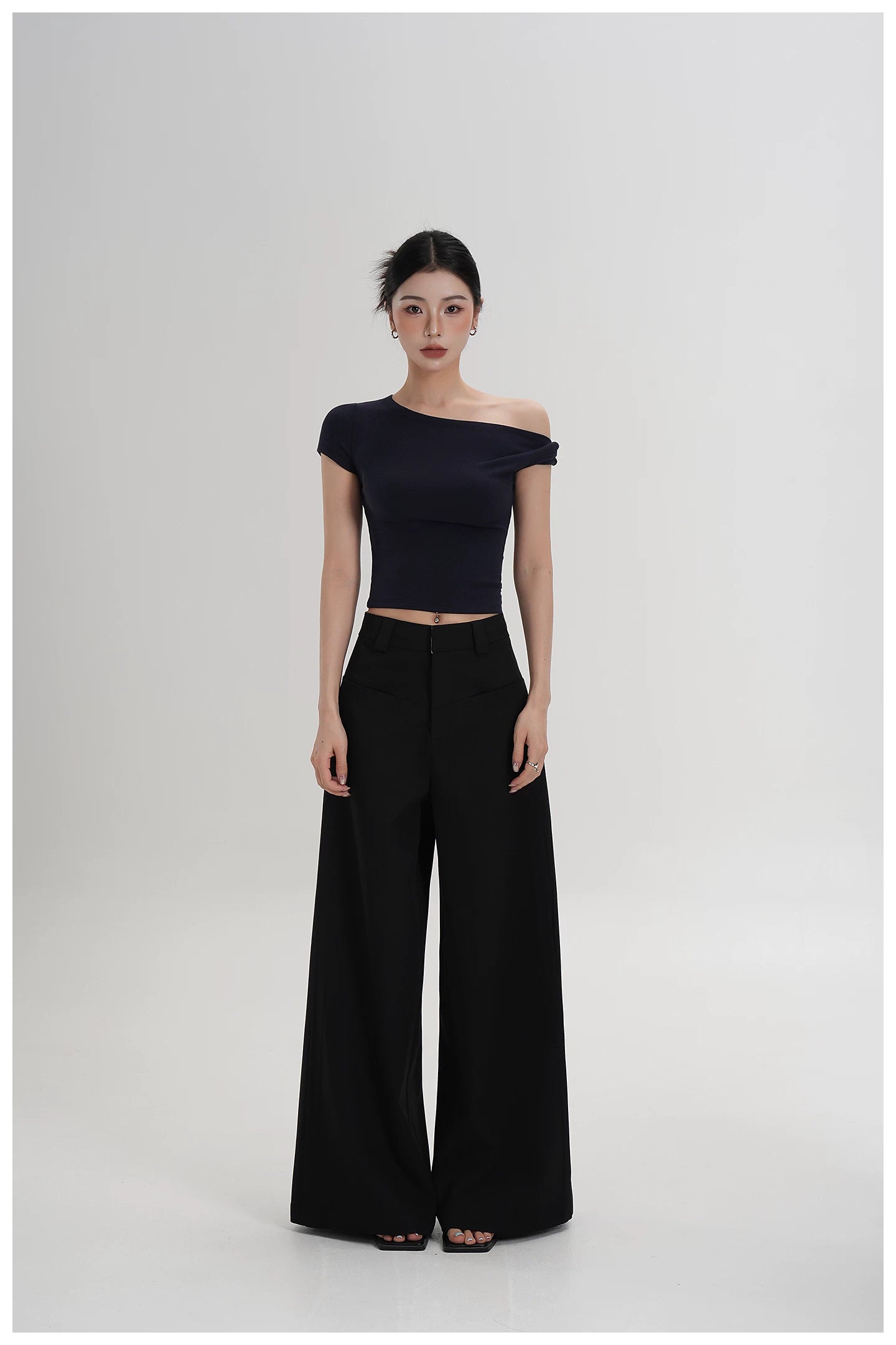 Asymmetric Off-Shoulder Cropped Tee