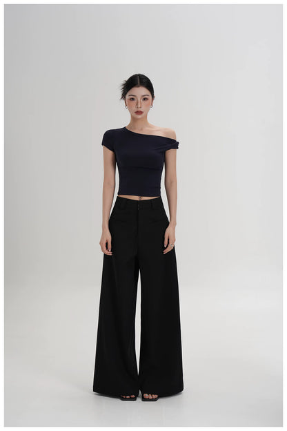 Asymmetric Off-Shoulder Cropped Tee