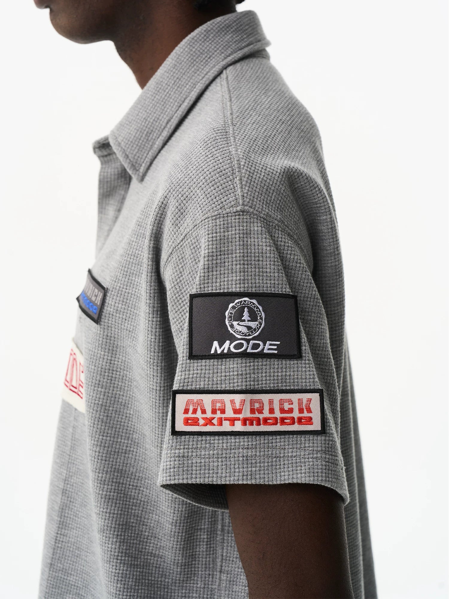 Waffle Texture Badge Polo Shirt