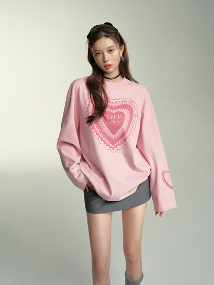 Black &amp; Pink Lace Long Sleeve T-Shirt - CHINASQUAD