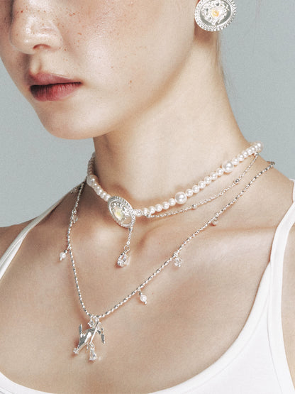 Silver Beaded Whale Pendant Necklace