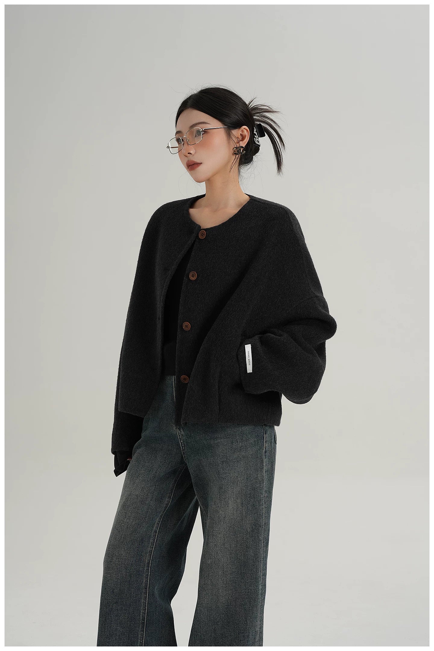 Relaxed-Fit Cropped Double-Faced Wool Jacket