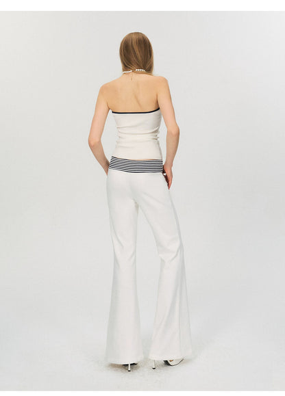 Nautical Stripe Panel Relaxed Flared Pants