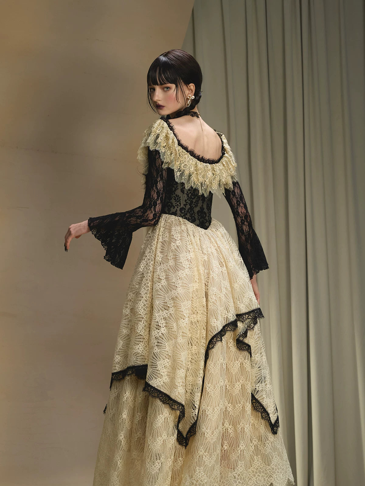 chinese dress ladies Costume Cosplay Black Lace Dress Women Outfit The Addams Family Wednes –  Cosplayrr