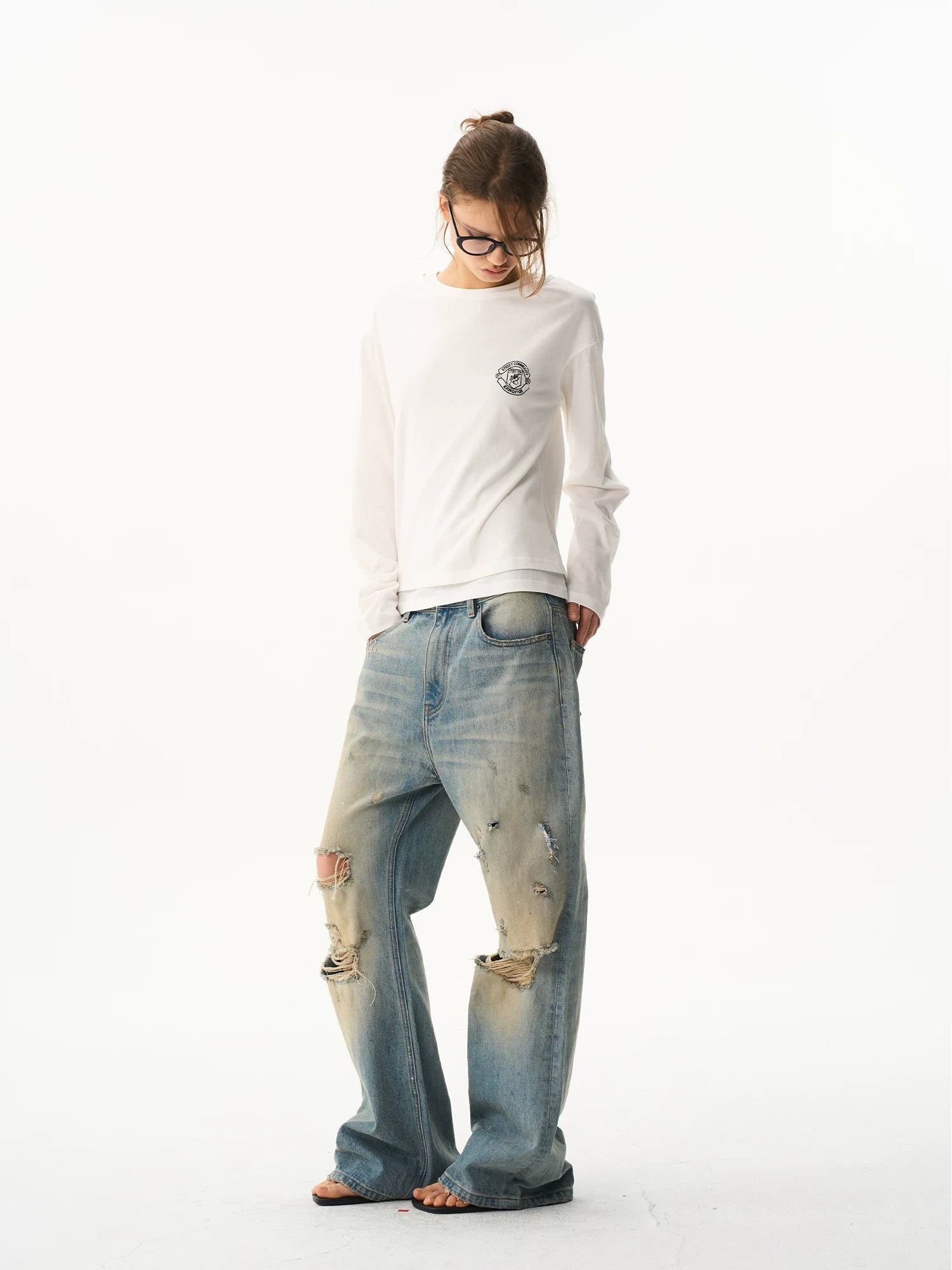 Layered Effect Basic Long Sleeve T-Shirt