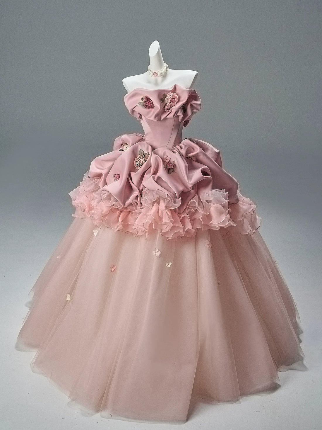Peach Coco Sculpted Couture Ball Gown