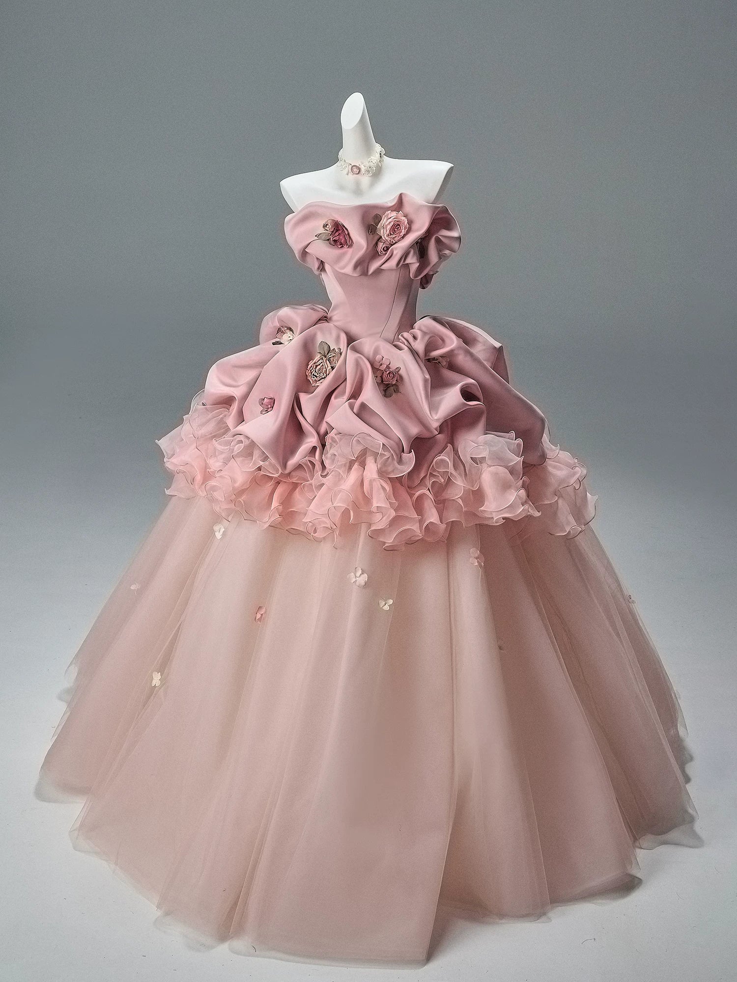Peach Coco Sculpted Couture Ball Gown
