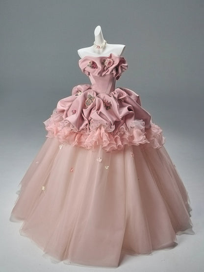 Peach Coco Sculpted Couture Ball Gown