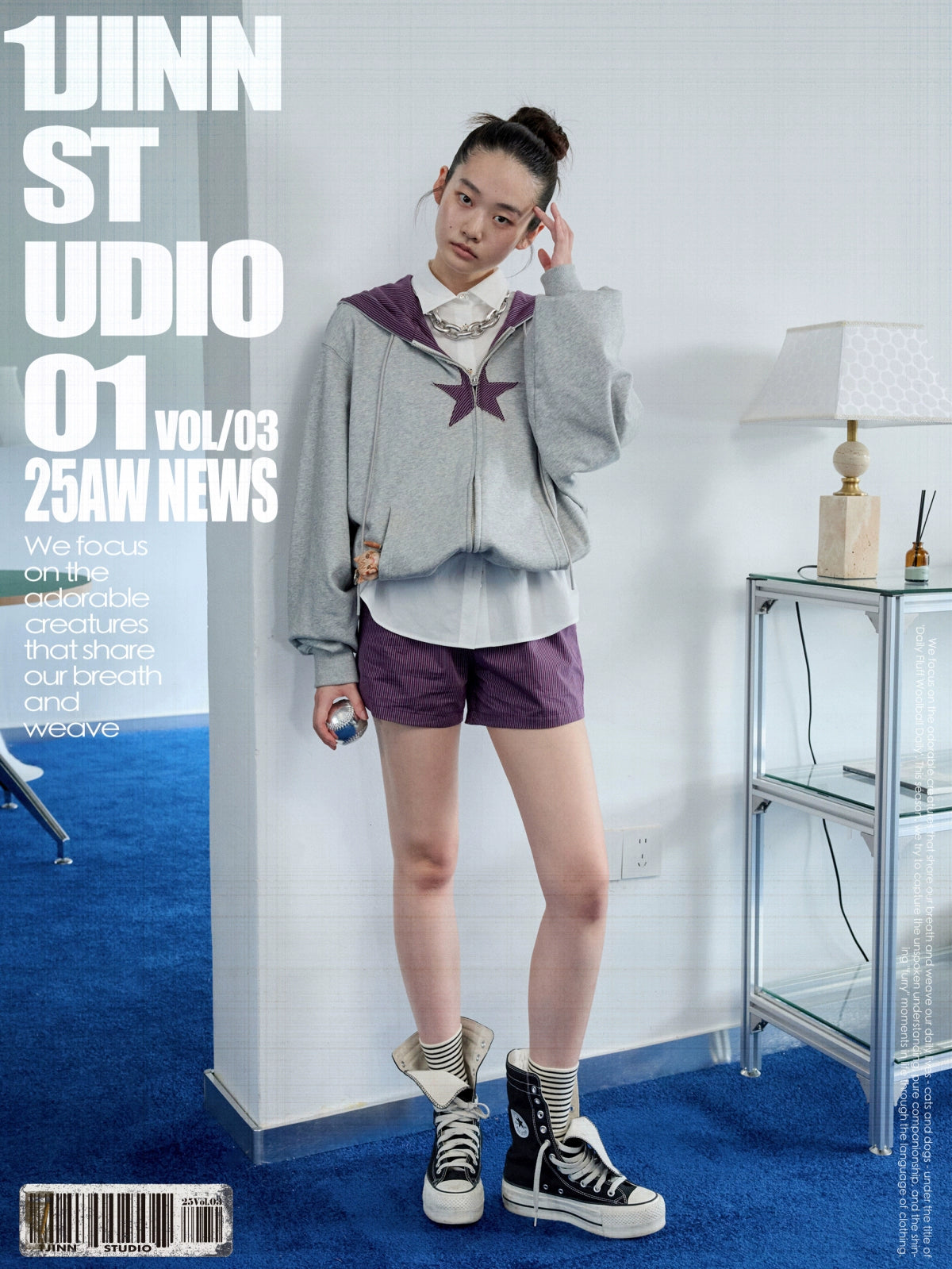 Star Patch Oversized Zip-up Hoodie