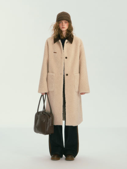 Contrast Collar Sherpa Long Coat