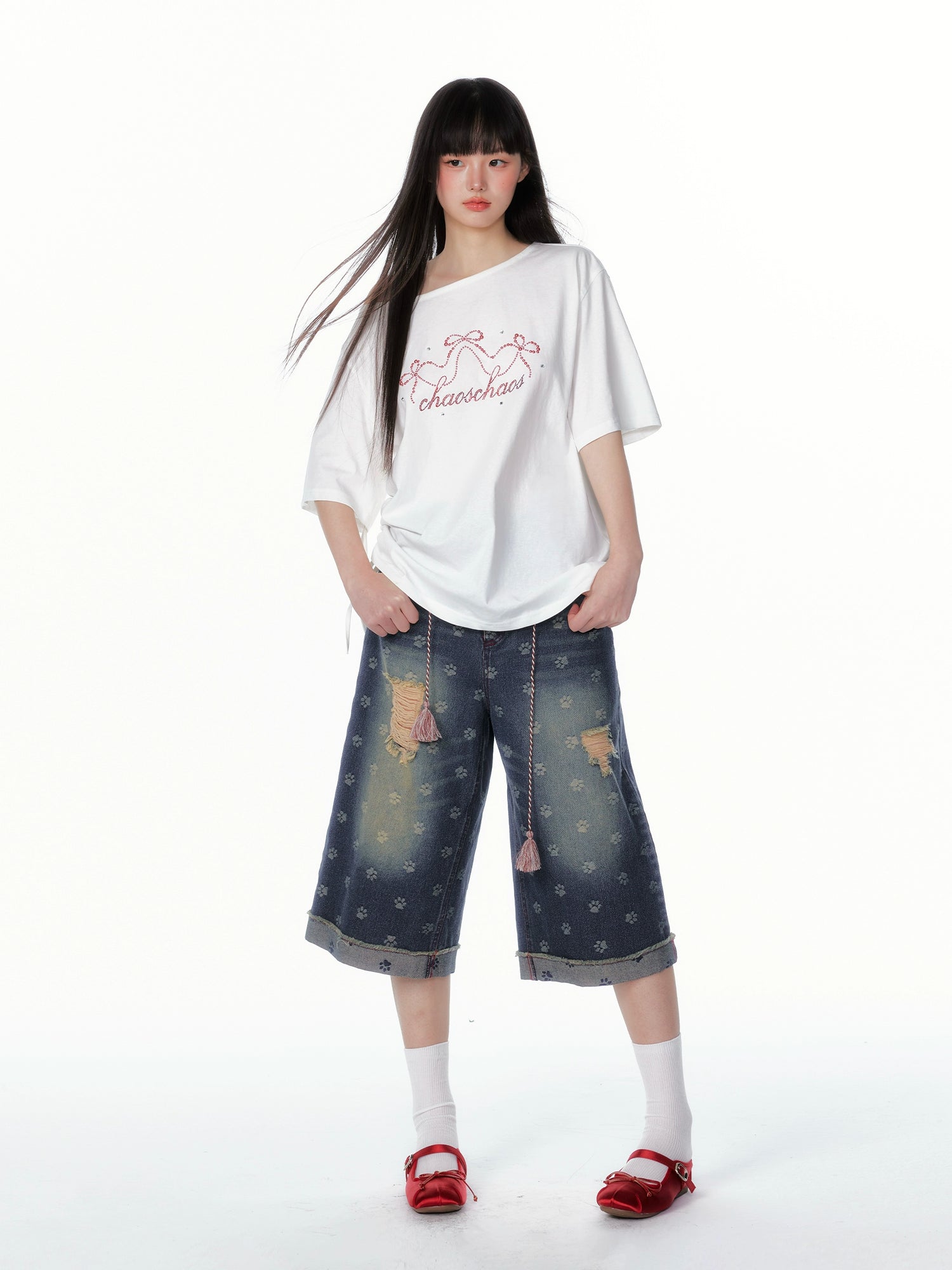 Vintage Washed Cropped Denim Jeans