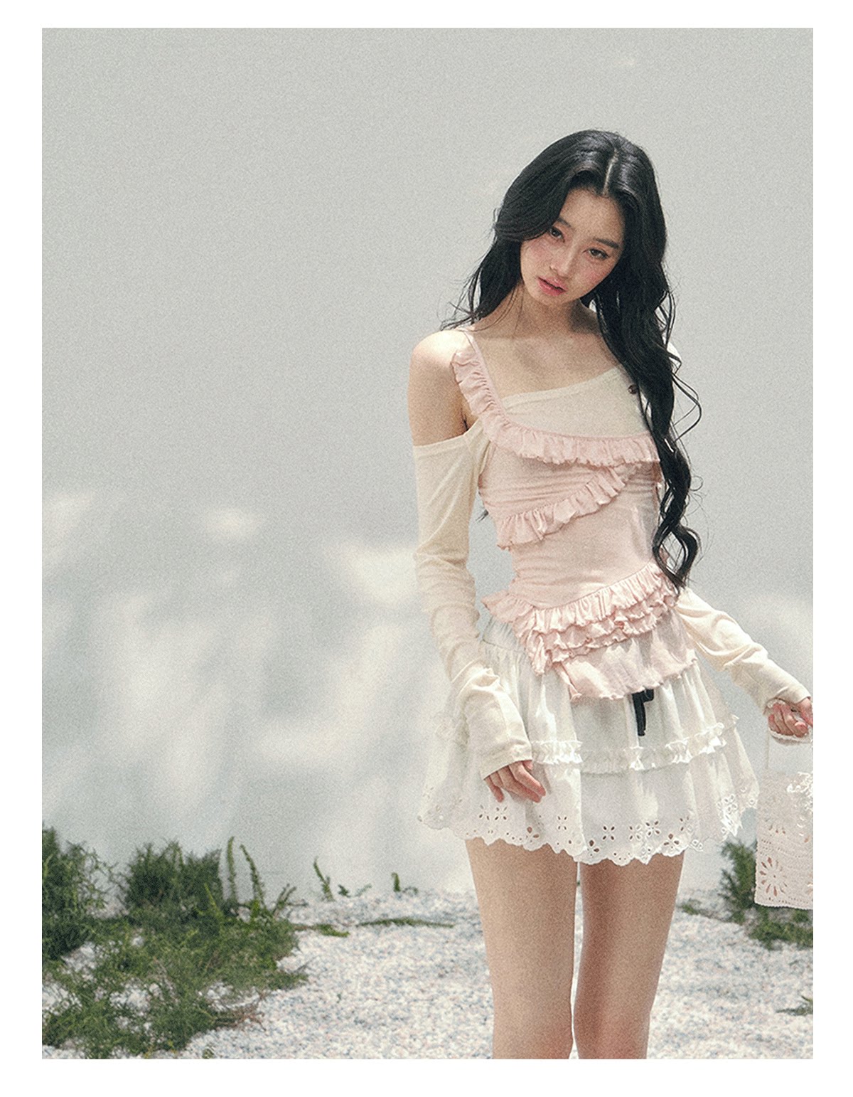 Asymmetric Ruffle Off-Shoulder Top