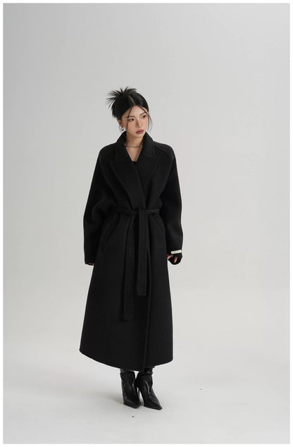 Tie-Belt Long Wool Coat