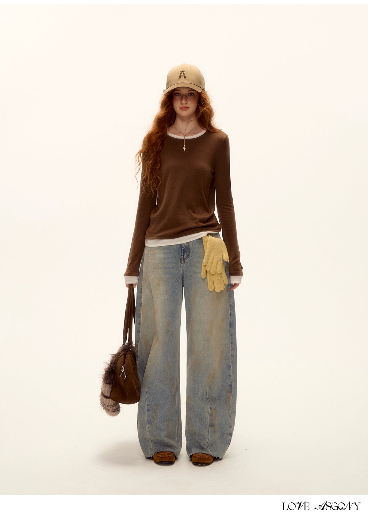 Vintage Washed Distressed Wide-Leg Denim Pants