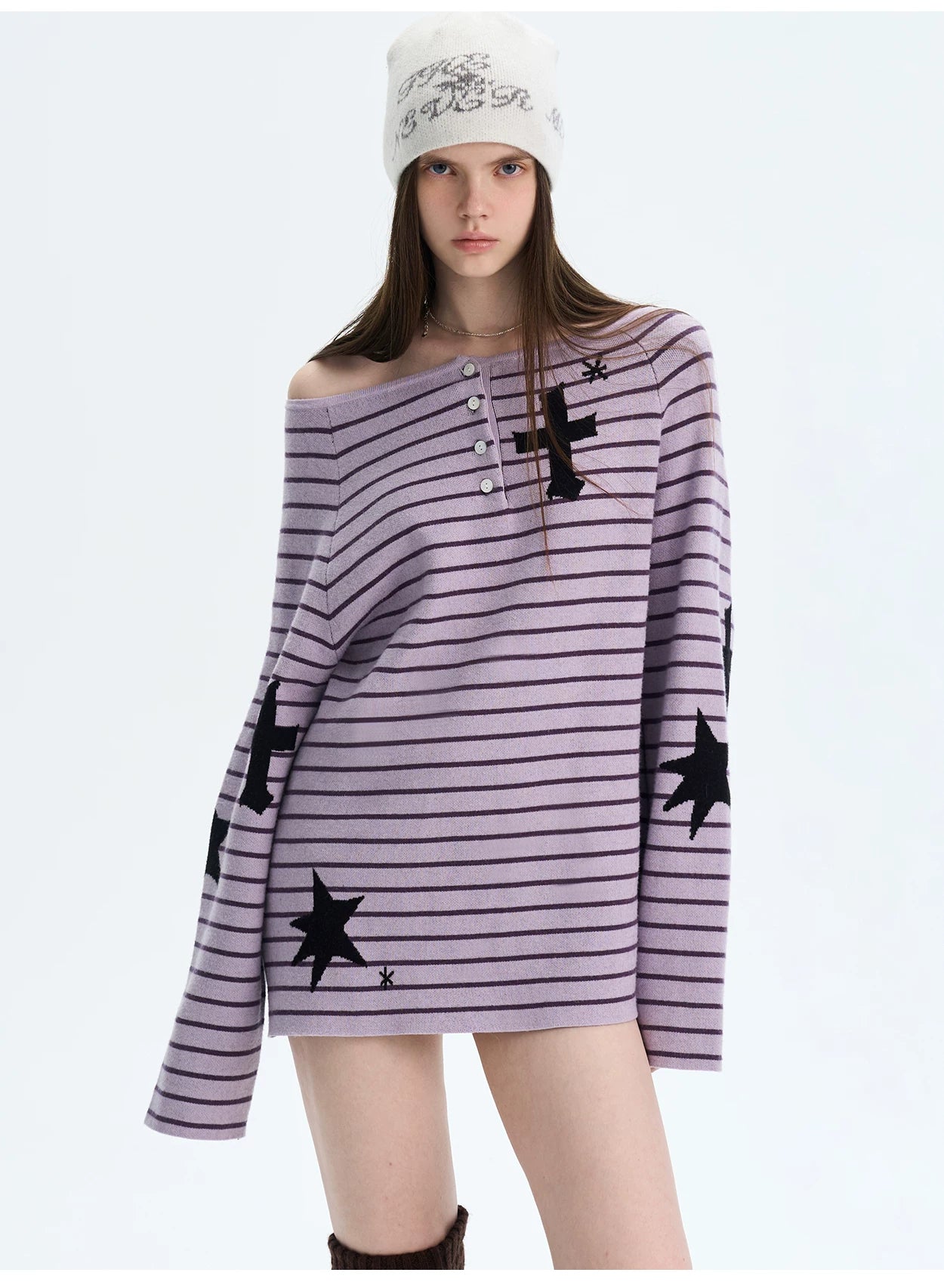 Striped Color-Block Knit Sweater