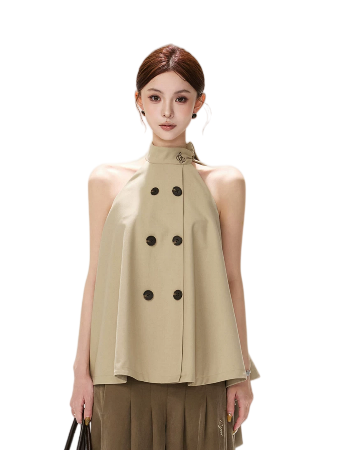 Twill Asymmetric Halter Top