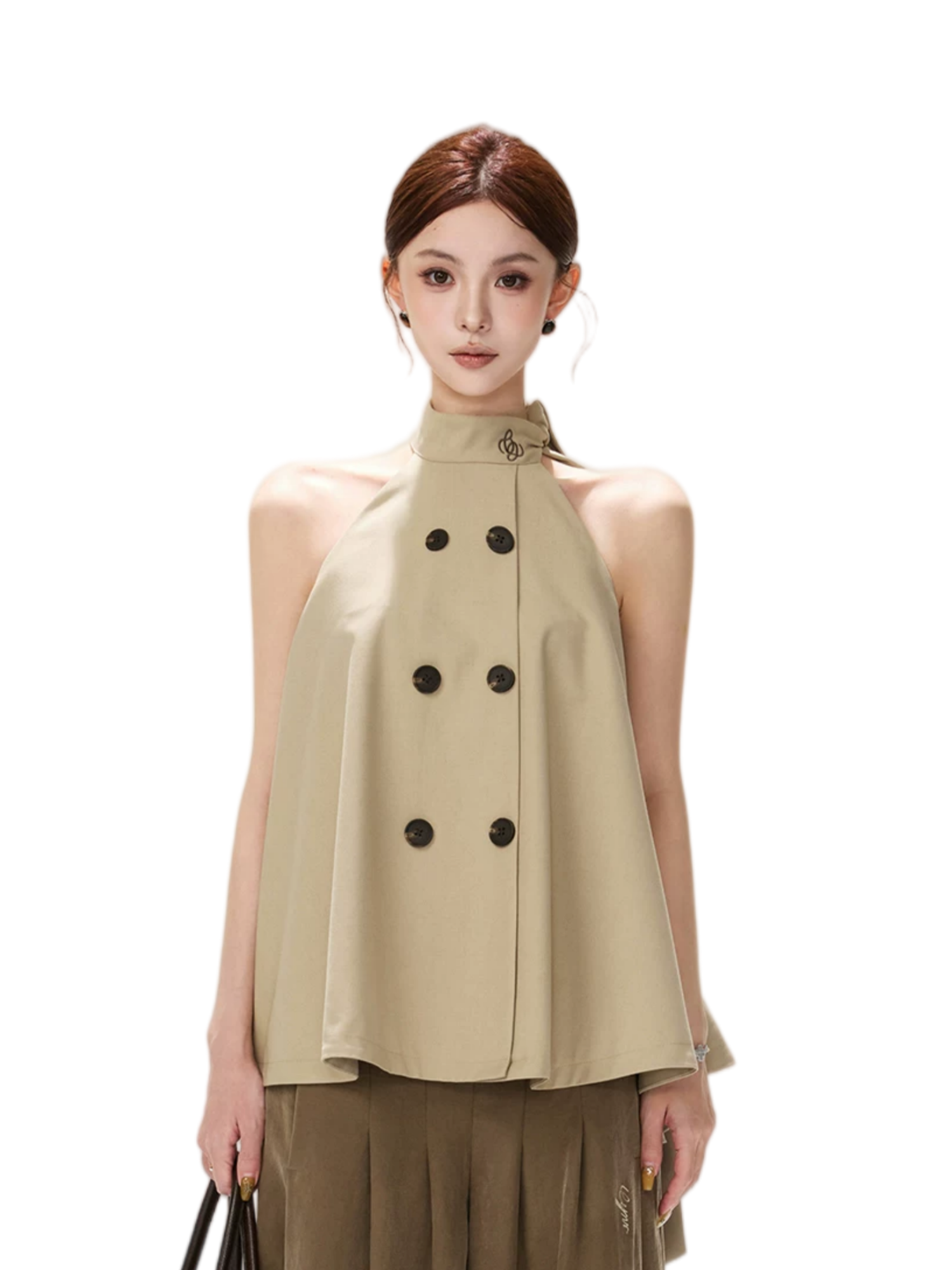 Twill Asymmetric Halter Top