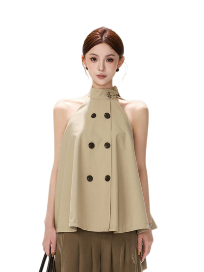 Twill Asymmetric Halter Top