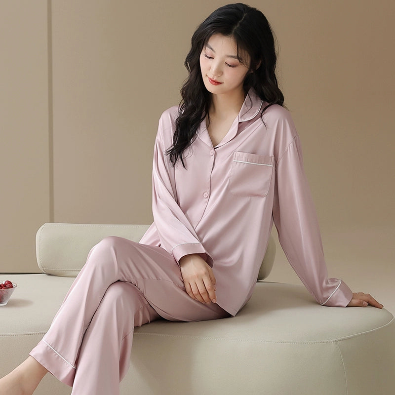 Silk Cardigan and Ice Silk Pajamas Two-piece Set