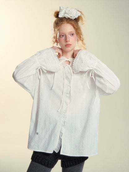 White Lace Jacquard Blouse