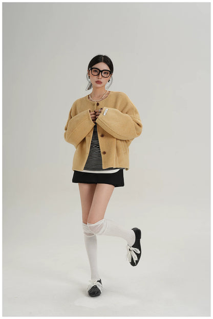 Relaxed-Fit Cropped Double-Faced Wool Jacket