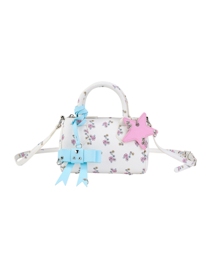Floral Print Bow Boston Bag