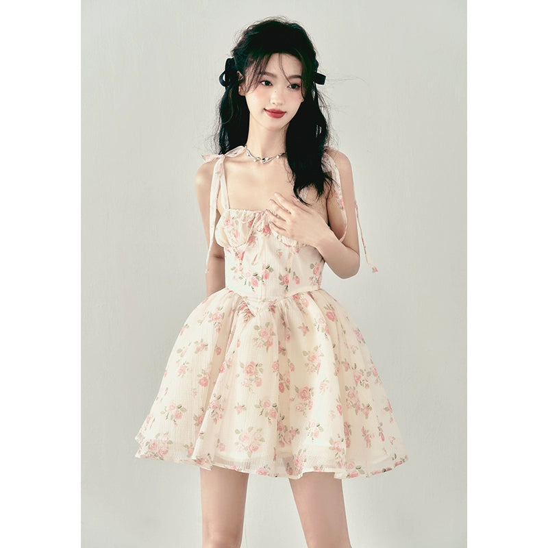 Pink Rose Floral Bow Dress