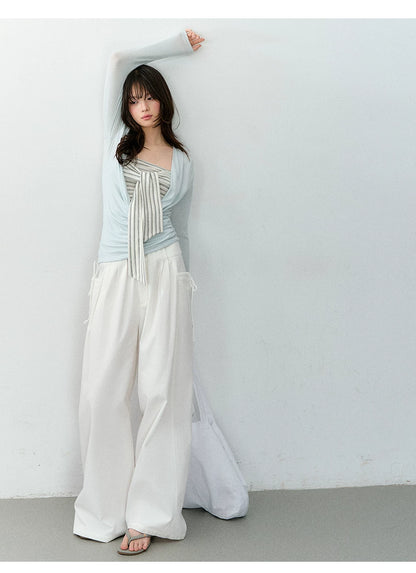 Lyocell Draped Neck Two-Piece Top Set